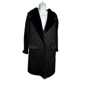 Love Token Jacket Size Medijm Women's‎ Black Faux Suede Knit Sleeve Duster Coat